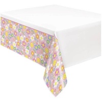 Nappe arc-en-ciel nuages et fleurs 1,37 x 2,13 m