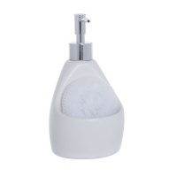 Distributeur de savon avec tampon à récurer blanc arrondi - DCasa