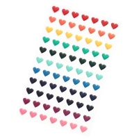 Autocollants multicolores en forme de coeur 3D avec paillettes - 77 pcs.