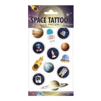 Tatouages temporaires assortis pour les fêtes de l'espace - 12 pcs.