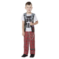 Costume de punk rocker avec pantalon à carreaux pour enfants