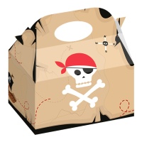 Boîte en carton de pirates à la recherche d'un trésor 16,5 x 10 x 16,5 cm - 12 pcs.