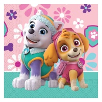 Serviettes de table Paw Patrol Skye et Everest décorées 16,5 x 16,5 cm - 20 pcs.