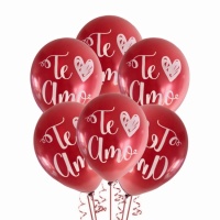 Je t'aime rouge métallique ballons latex 30 cm - Ballons Clown - 25 unités