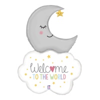 Ballon Bienvenue Bébé Lune et Nuage 107 cm - Grabo
