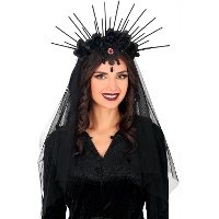 Serre-tête avec fleurs noires et voile