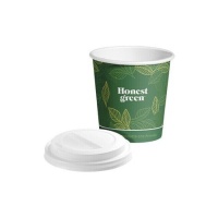 Gobelet en carton (PE) vert de 120 ml avec couvercle - Honest Green - 12 pcs.