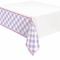 Nappe à carreaux lilas et blancs 1,37 x 2,13 m