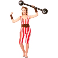 Déguisement d'homme fort rouge et blanc pour femme