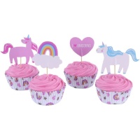 Capsules pour cupcakes avec pic à licorne - 24 pcs.