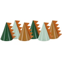 Chapeaux de dinosaures avec écusson - 6 pcs.