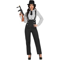 Costume de gangster noir et blanc pour femmes