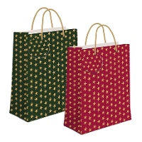 Sac cadeau de 23 x 18 x 10 cm avec étoiles de Noël - 1 unité