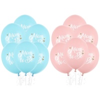 Future maman, ballons en latex bleus 30 cm - PartyDeco - 6 unités
