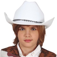 Chapeau de cow-boy blanc pour enfants - 54 cm