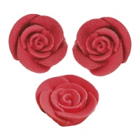 Figurines en sucre roses rouges 3 x 3 cm - Dekora - 48 pcs.