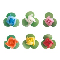 Gaufrettes de fleurs colorées 3 cm - Dekora - 150 unités