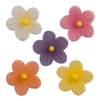 Figurines en sucre de fleurs colorées 4 cm - Dekora - 75 pcs.