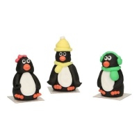 Figurines en sucre de pingouins 3D - FunCakes - 3 unités