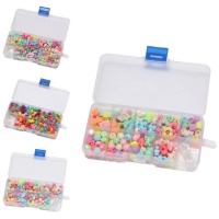 Boîte rectangulaire avec perles assorties - 1 pc.