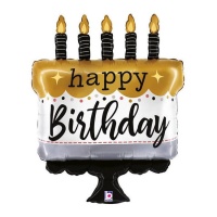 Happy Birthday Cake Ballon avec bougies 56 x 71 cm - Grabo