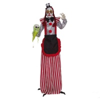 Squelette de clown arlequin avec support et lumière de 1,60 m.
