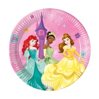 Assiettes 19,5 cm Princesse Disney Tiana, Ariel et Belle - 8 pcs.