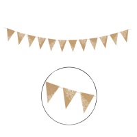 Fanions triangle en kraft avec motif blanc - 2,10 m