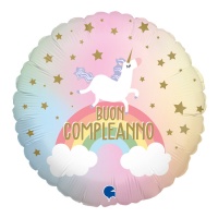Buon Compleanno Unicorno Pastello Ballon 46 cm - Grabo