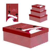 Boîte rouge du Père Noël - 3 pièces