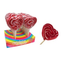 Sucette en forme de coeur rouge et blanc 100 g - 1 pièce.