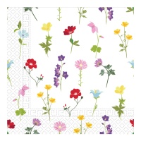 Serviettes de table avec fleurs champêtres 16,5 x 16,5 cm - 20 pcs.