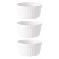 Bol rond en porcelaine de 9,7 cm avec relief rayé - 3 pcs.