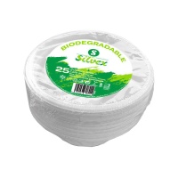 Sacs de canne à sucre biodégradables blancs ronds de 13,5 cm - 25 pcs.