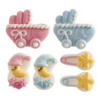 Figurines en sucre de lunes et de voitures d'enfants 3,5 cm - Dekora - 48 unités