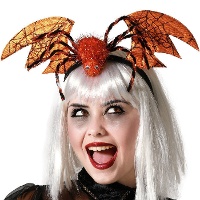 Bandeau avec araignée et ailes de chauve-souris orange