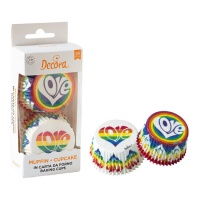 Capsules pour cupcakes Rainbow love - Décorer - 36 unités