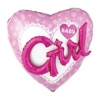 Ballon coeur rose 3D Baby Girl 91 x 91 cm - Anagramme