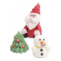 Figurines en sucre 3D du Père Noël, du sapin et du bonhomme de neige 3,5 cm - Scrapcooking - 3 unités