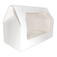 Boîte pour 2 petits gâteaux blancs avec fenêtre 19,5 x 10 x 8 cm - Pastkolor