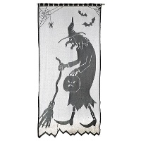 Décoration de porte en dentelle noire sorcière de 2,10 x 1,00 m