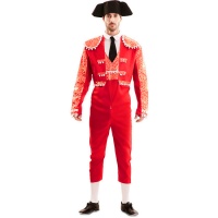 Costume de torero rouge avec montera pour adultes