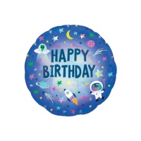 Ballon Happy Birthday Outer Space 45 cm - Anagramme