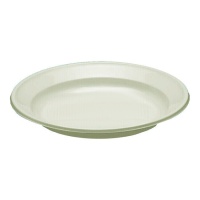 Assiettes rondes en polystyrène de 22 cm de couleur crème - 50 pièces.