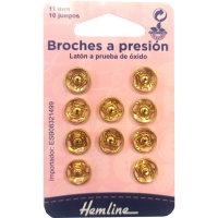 Boutons-pression plaqués or de 1,1 cm - Hemline - 10 paires