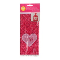 Sacs plastiques rectangulaires Love avec coeurs - Wilton - 20 pcs.