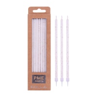 Bougies blanches de 18 cm de long avec paillettes or rose - PME - 16 pcs.