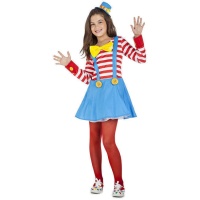 Costume de clown bleu et rouge pour filles