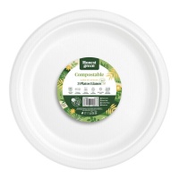 Assiettes rondes de 30 cm en carton blanc compostable - 3 pcs.