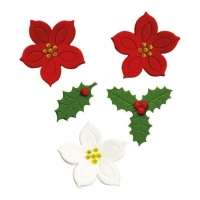 Figurines de Noël en sucre, fleurs et gui - Décorer - 7 pcs.